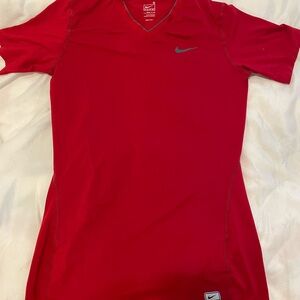 Nike Pro Red V-Neck Shirt